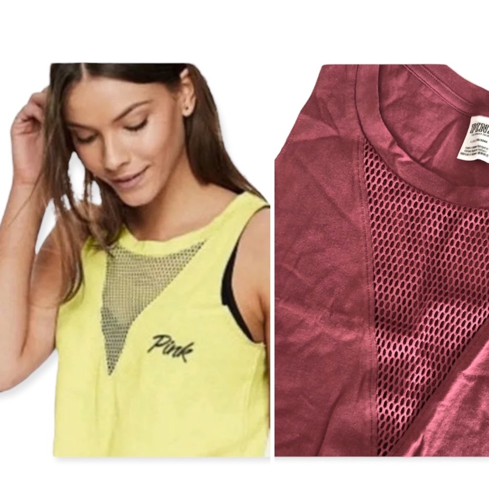 NWT Victoria’s secret PINK MESH V-neck CROPPED TANK